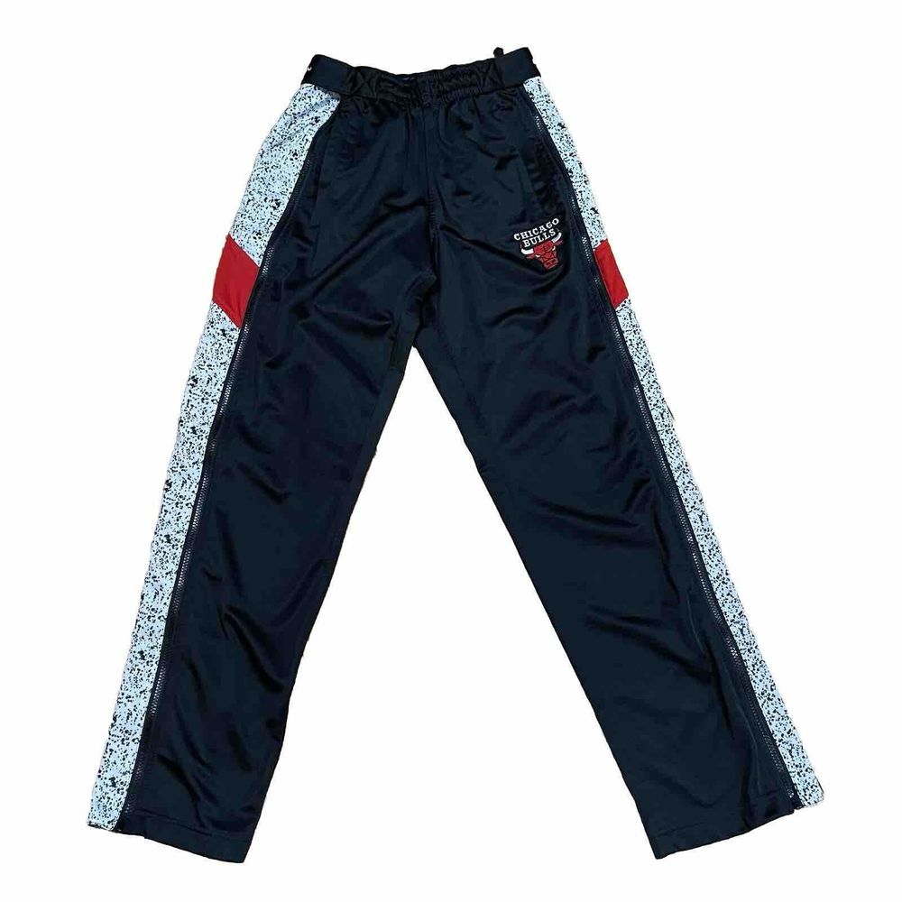 Chicago Bulls ZIPWAY NBA Tear Away Mens Pants Size Small S Black Warm Up EUC
